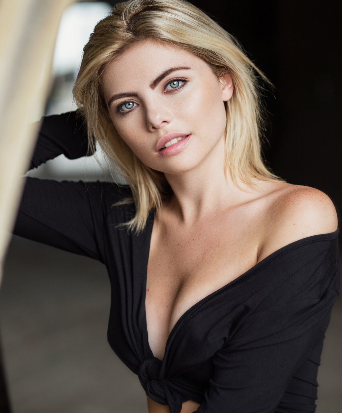 Chicago breast lift model with blonde hair